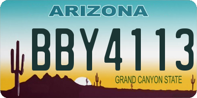 AZ license plate BBY4113