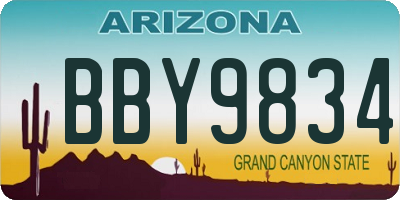 AZ license plate BBY9834