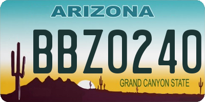 AZ license plate BBZ0240