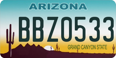 AZ license plate BBZ0533