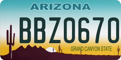 AZ license plate BBZ0670