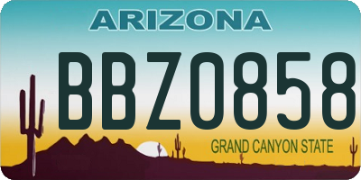 AZ license plate BBZ0858