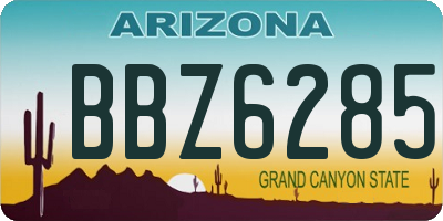 AZ license plate BBZ6285