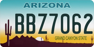 AZ license plate BBZ7062