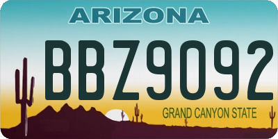 AZ license plate BBZ9092