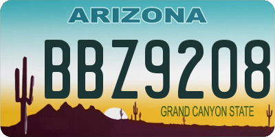 AZ license plate BBZ9208