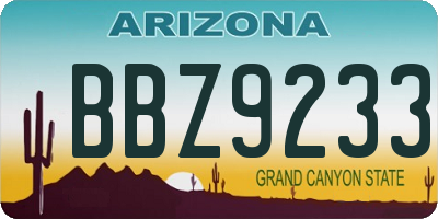 AZ license plate BBZ9233