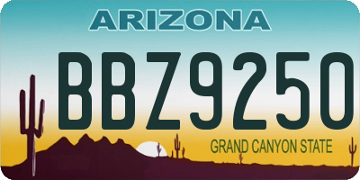 AZ license plate BBZ9250