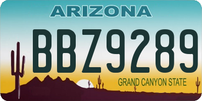 AZ license plate BBZ9289