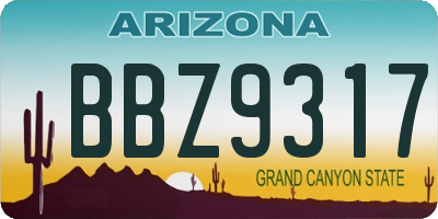 AZ license plate BBZ9317