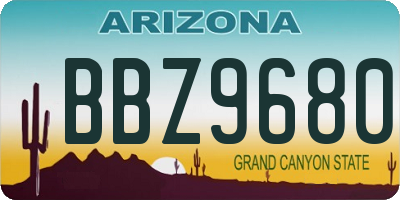 AZ license plate BBZ9680