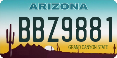 AZ license plate BBZ9881