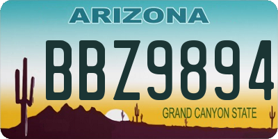 AZ license plate BBZ9894