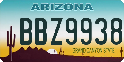 AZ license plate BBZ9938