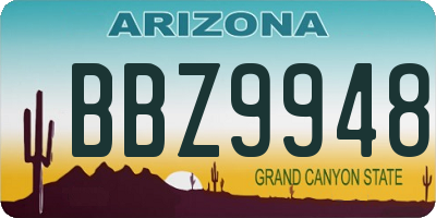 AZ license plate BBZ9948