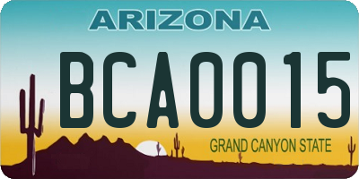 AZ license plate BCA0015