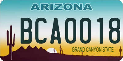 AZ license plate BCA0018