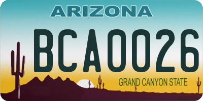 AZ license plate BCA0026