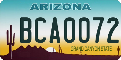 AZ license plate BCA0072