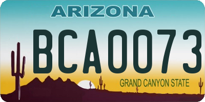 AZ license plate BCA0073