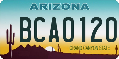 AZ license plate BCA0120