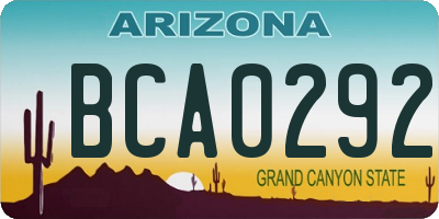 AZ license plate BCA0292