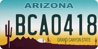 AZ license plate BCA0418