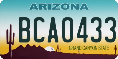 AZ license plate BCA0433