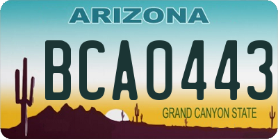 AZ license plate BCA0443