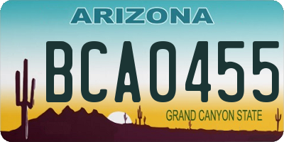 AZ license plate BCA0455