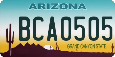 AZ license plate BCA0505