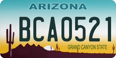 AZ license plate BCA0521