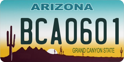 AZ license plate BCA0601