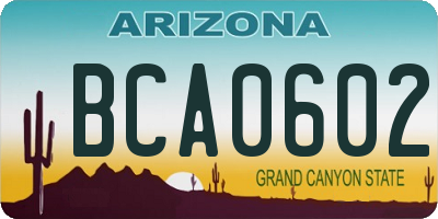 AZ license plate BCA0602