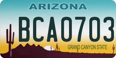 AZ license plate BCA0703