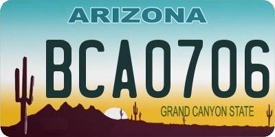 AZ license plate BCA0706