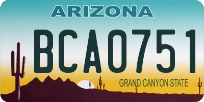 AZ license plate BCA0751