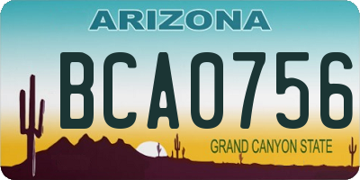 AZ license plate BCA0756