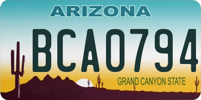 AZ license plate BCA0794