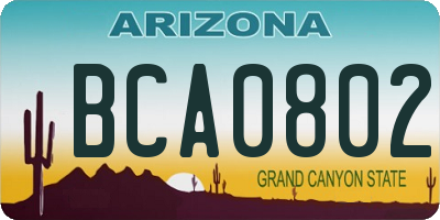 AZ license plate BCA0802