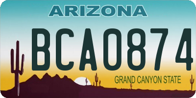 AZ license plate BCA0874