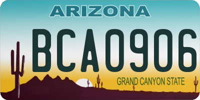 AZ license plate BCA0906