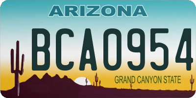 AZ license plate BCA0954