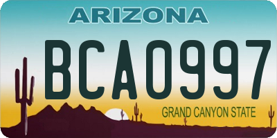 AZ license plate BCA0997