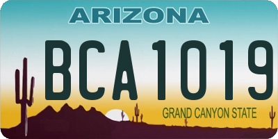 AZ license plate BCA1019