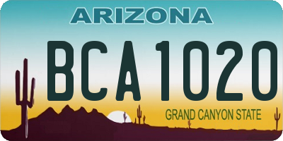 AZ license plate BCA1020