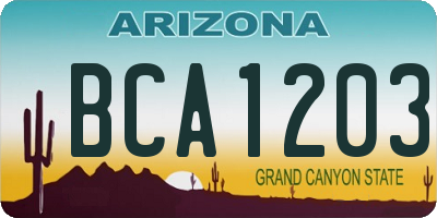 AZ license plate BCA1203