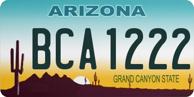 AZ license plate BCA1222