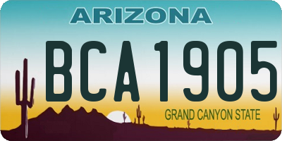 AZ license plate BCA1905