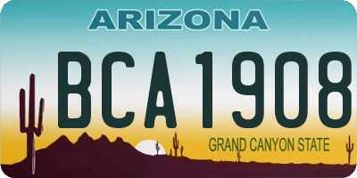 AZ license plate BCA1908